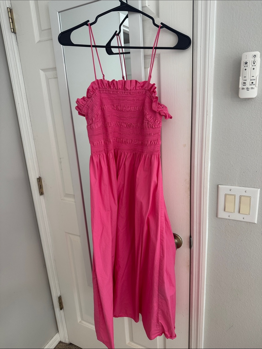 Woman Pink Smocked Sundress